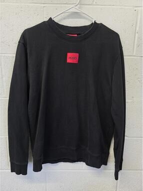 HUGO Dirago Logo Sweatshirt size Medium Black with Red Logos